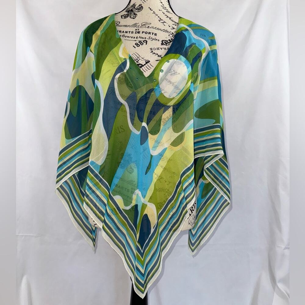 Talbots Green/Blue/Yellow Silk Tunic